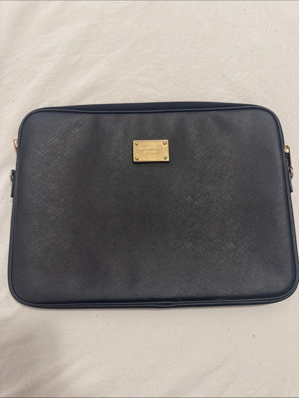 Michael Kors Black Laptop Sleeve with Gold Plaque